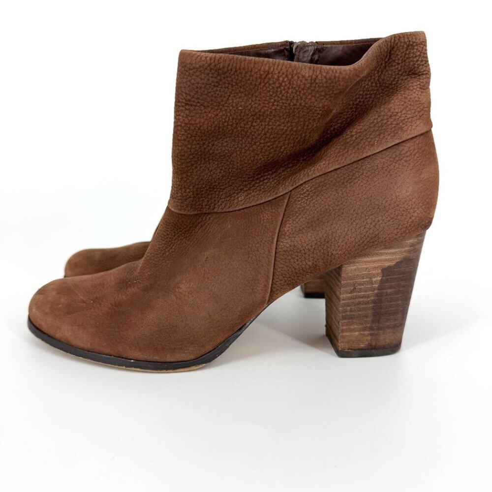 Cole Haan Nike Air Cassidy Ankle Booties Worn Leather Stacked Heel Brown 9.5 - Picture 2 of 11